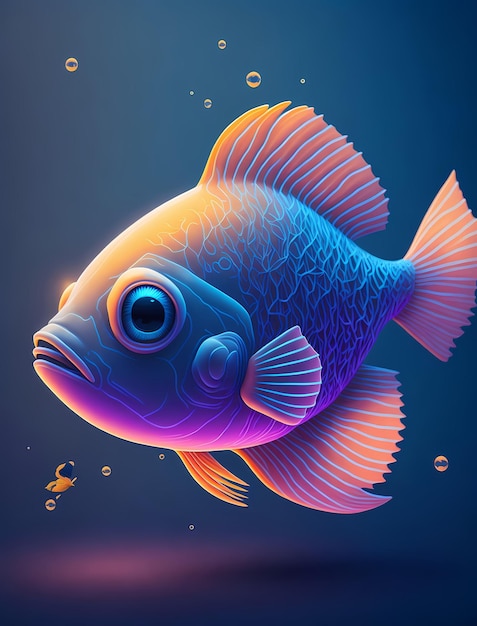 Animal Bonito XRay Fish Ilustração em 3D Arte Vetorial