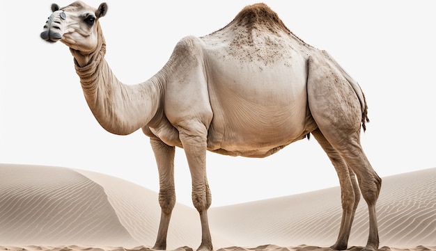 Animal camelo árabe em um fundo branco Foto gerada por IA