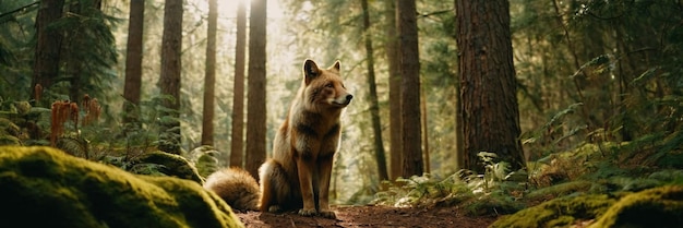 Un animal caminando en el bosque verde