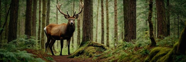 Un animal caminando en el bosque verde