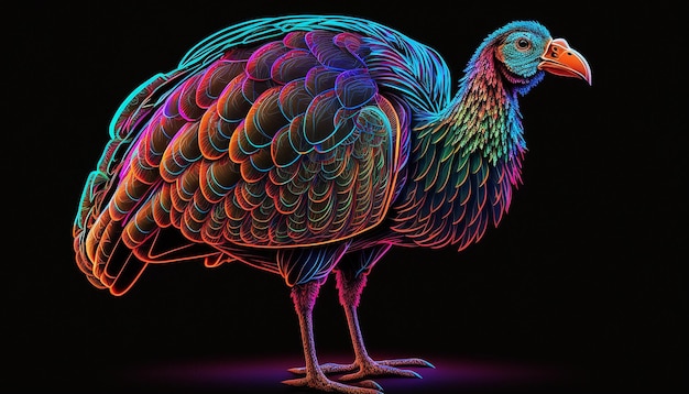 Animal colorido de peru de arte digital gerado por IA