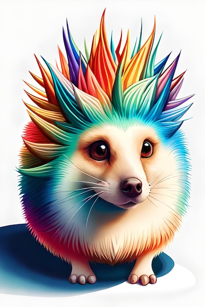 Un animal colorido con un mohawk y una cabeza azul.