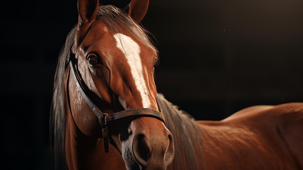 Animal com cara de cavalo selvagem close-up imagem fotográfica de retrato Arte gerada por Ai