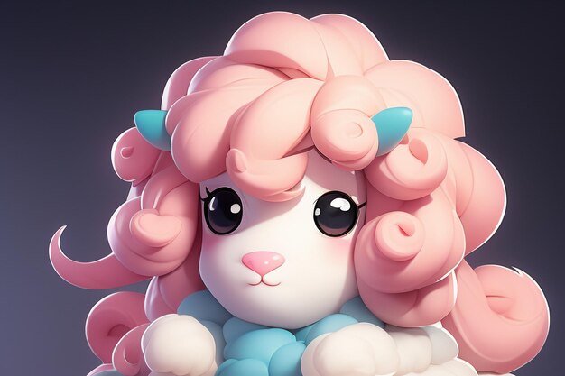 Foto animal de desenho animado rosa ícone de ovelha personagem de jogo de anime animal papel de parede de fundo