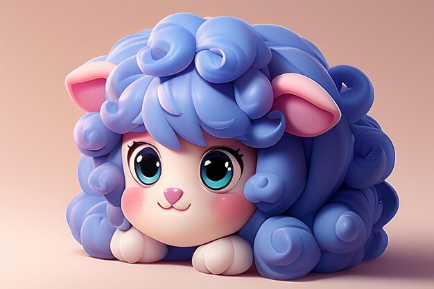 Foto animal de desenho animado rosa ícone de ovelha personagem de jogo de anime animal papel de parede de fundo