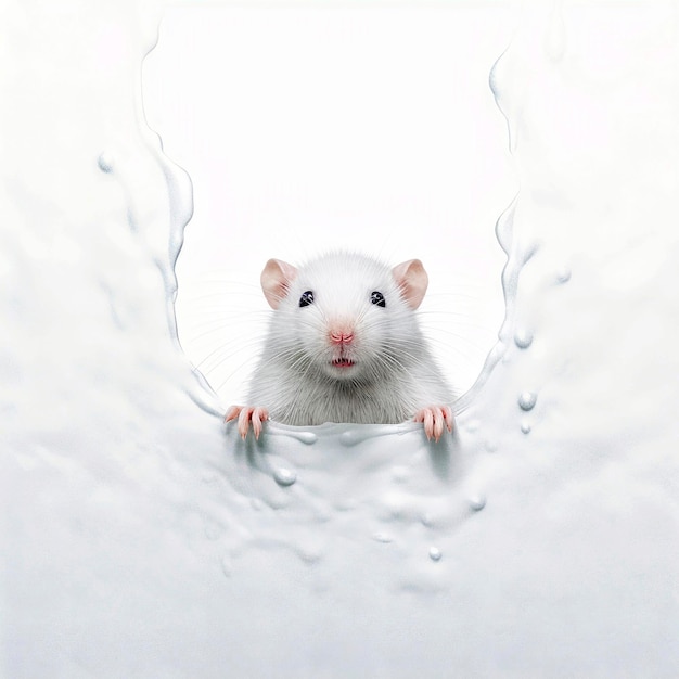 Animal de estimação bonito rato branco sentado na mini poltrona Generative ai