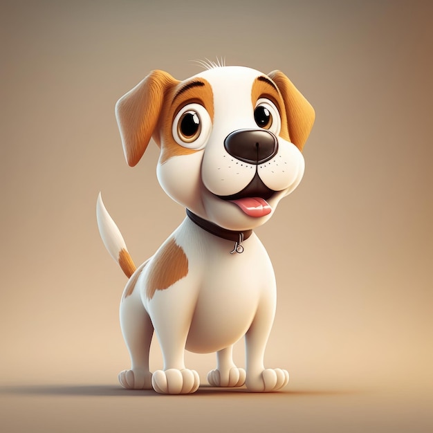 animal de estimação cachorro fofo sorrindo cartoon 3d ai gerado