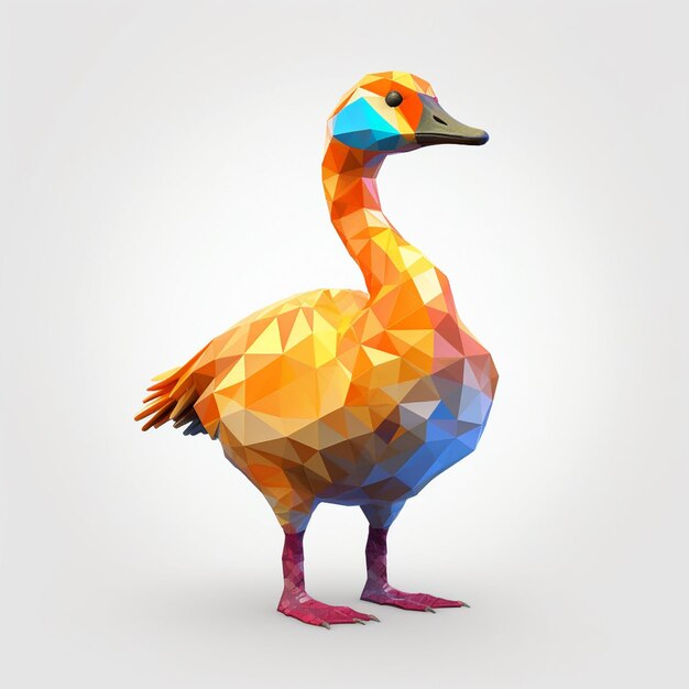 Animal de ganso geométrico de baixo poli colorido de corpo inteiro Imagem gerada por IA