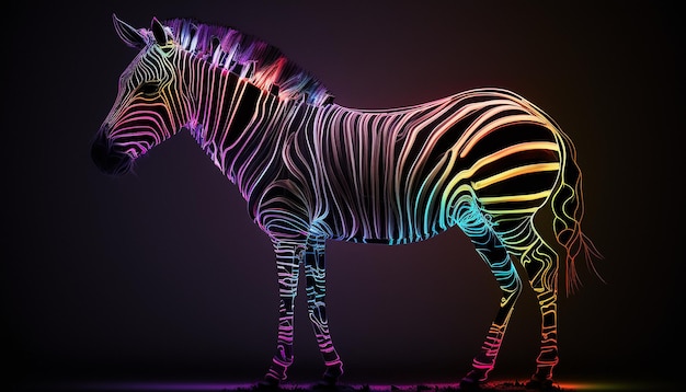 Animal de listras de zebra colorida de arte digital AI gerado