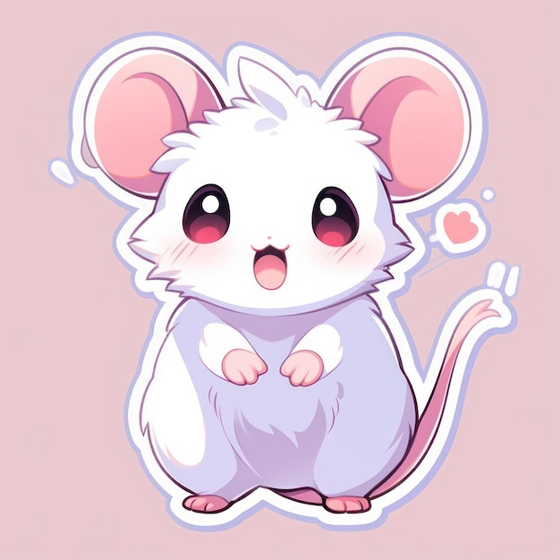 Foto animal de rato chibi estilo de desenho animado isolado fundo plano