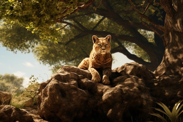 Animal descansando junto a un árbol en la sombra Ai generativa