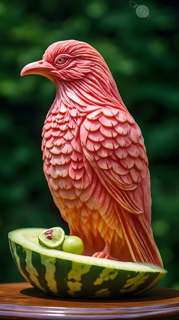 Animal esculpido com melancia
