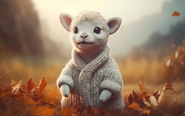 Animal fofo vestindo suéter