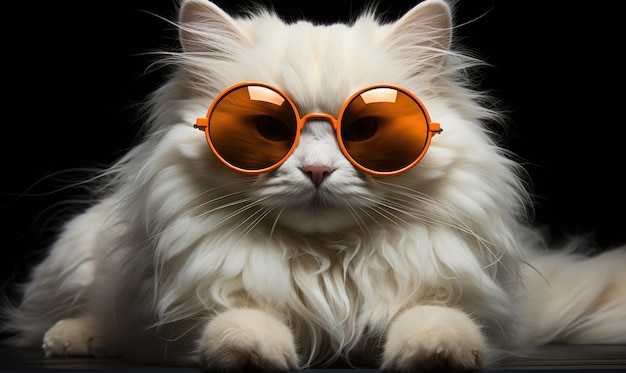 animal gato férias de verão Um gatinho com óculos de sol indo para uma sessão de fotos
