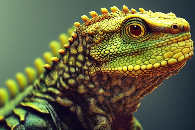 Animal iguana Retrato de uma iguana Pintura de ilustração de estilo de arte digital