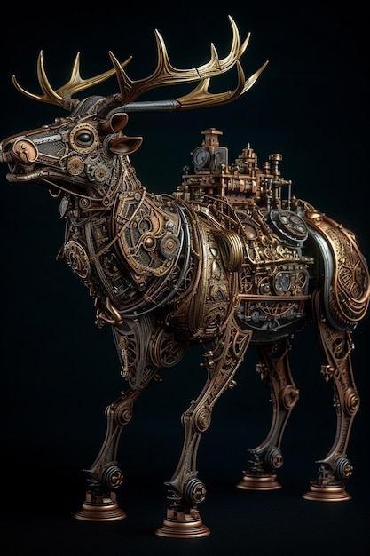 Un animal mecánico con la palabra steampunk.