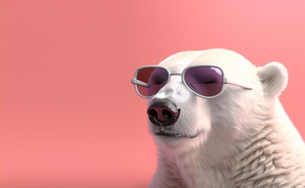 Foto animal oso polar que usa gafas de sol para la sombra