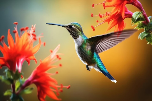 Foto animal pájaro salvaje pico colibri ala flor vida silvestre alimentándose naturaleza verde