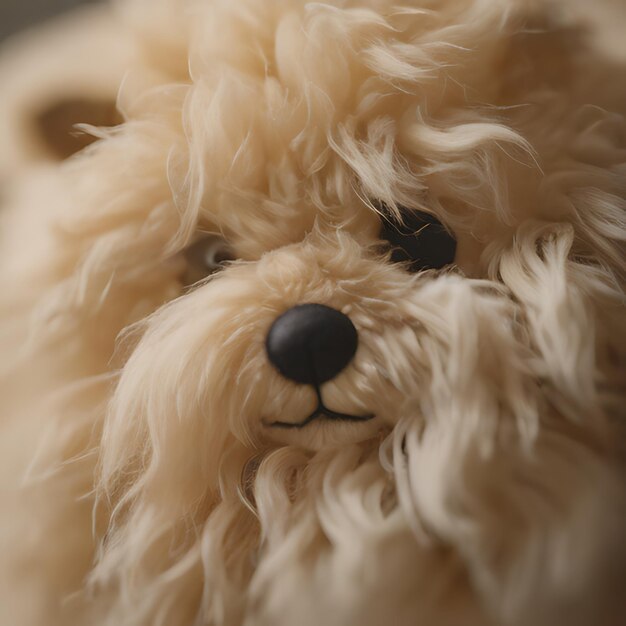 un animal de peluche con una nariz negra y una nariz blanca