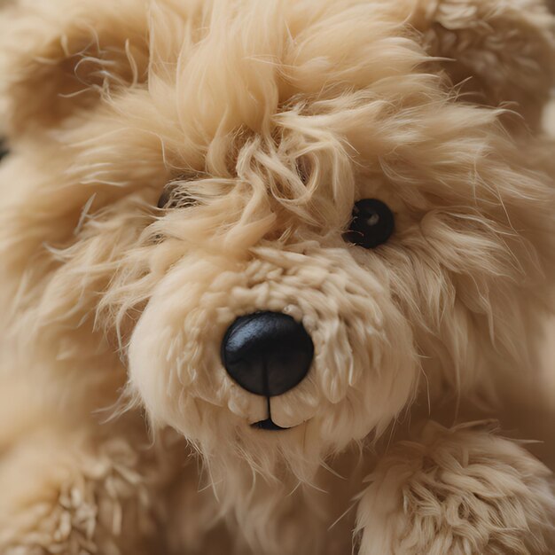 Foto un animal de peluche con nariz negra y una nariz negra