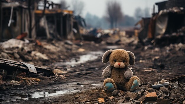 un animal de peluche en el suelo