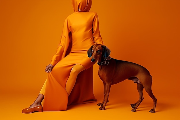 Animal perro divertido elegante concepto mascota colorido arte látex moda IA generativa