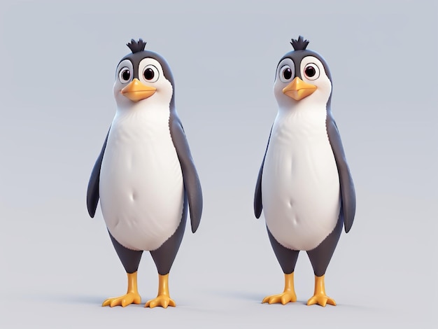 animal pingüino de pie contra un fondo blanco Ai Generado