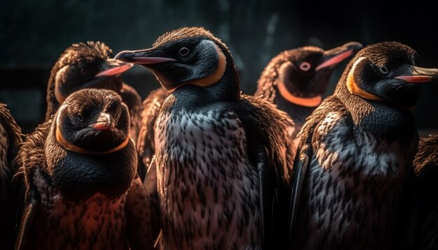 Animal retrato corvo-marinho e pinguim em foco gerado por AI