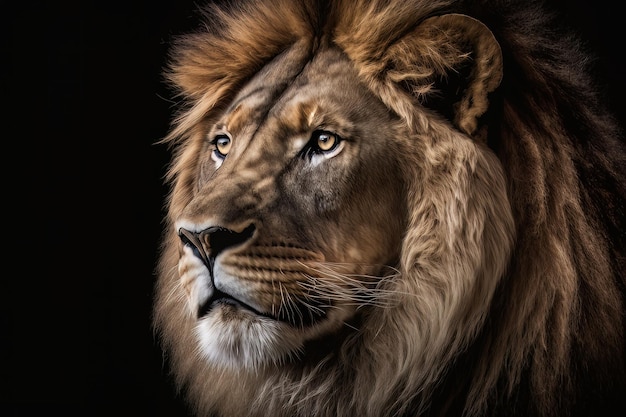Animal selvagem Ilustração de retrato de leão IA generativa