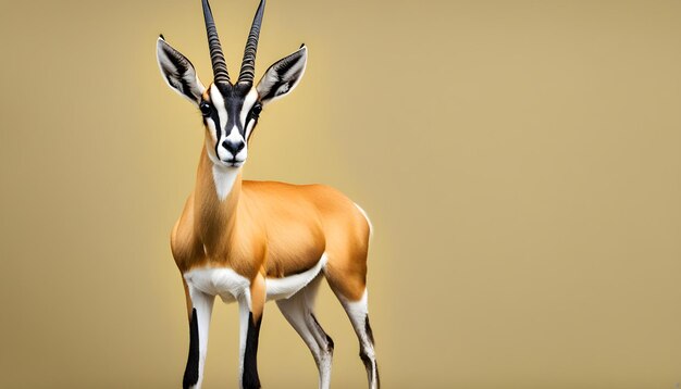 Foto animal springbok isolado em fundo amarelo