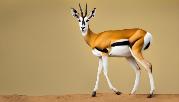 Foto animal springbok isolado em fundo amarelo