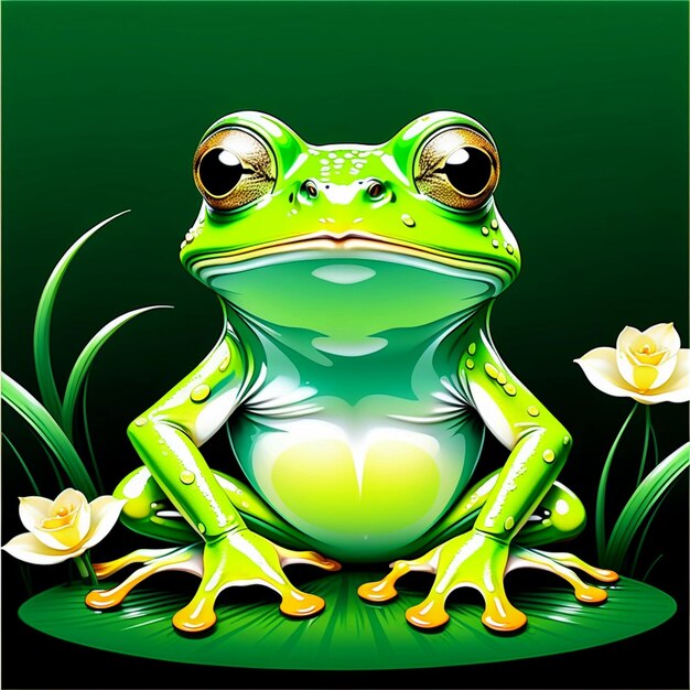 Foto animal vector de la rana verde