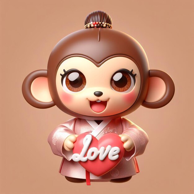 AnimalAnimationPixar StyleCute3D3D Landermonkey (AnimalAnimation Pixar) (El mono de la tierra) (La mujer de los animales)