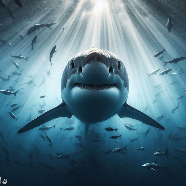Animales asesinos de peces Símbolo de tiburón blanco icono emoji logotipo ilustración signo emoticon