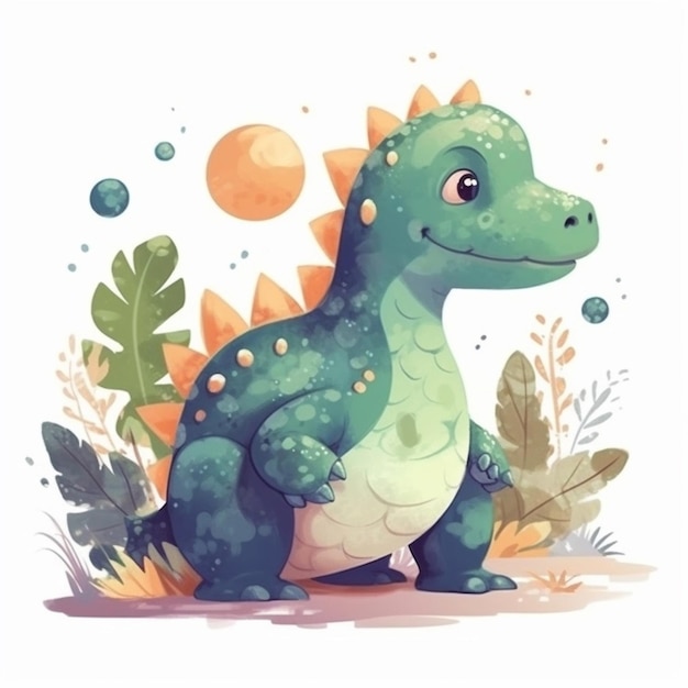 Animales de dibujos animados de dinosaurios con textura infantil Ilustración generada por Ai