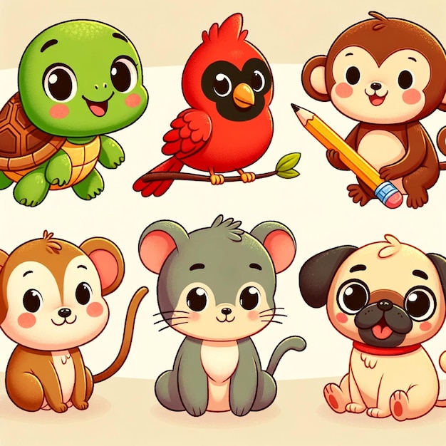 Foto animales de dibujos animados diseñados para niños