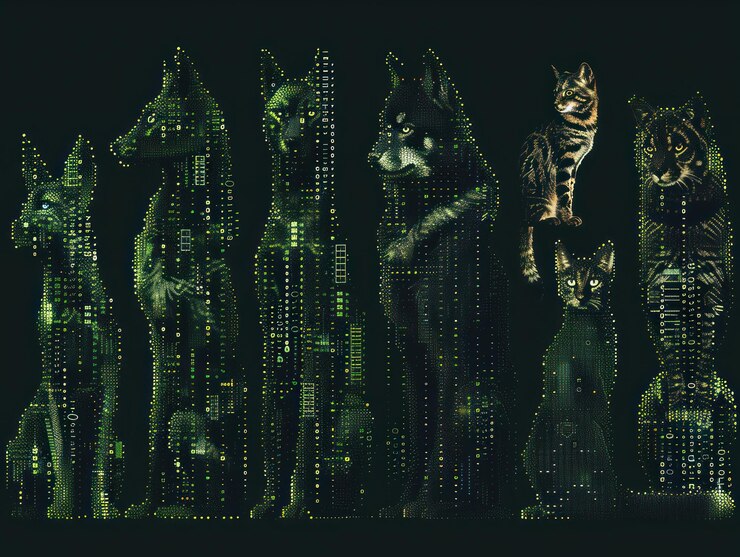 Foto animales digitales en la matriz