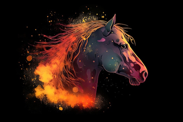 Animales espirituales Ilustración de un caballo rápido Un mamífero majestuoso en el diseño de la naturaleza