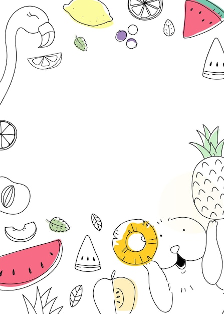 Animales frutas borde png fondo transparente