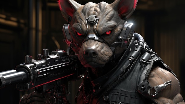 Animales gángsters con modificaciones corporales cyberpunk