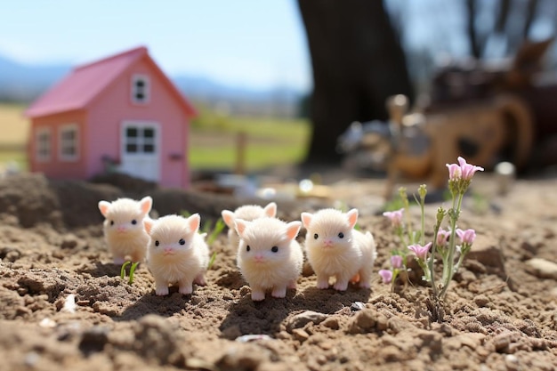 Animales de granja en miniatura para el juego de simulación