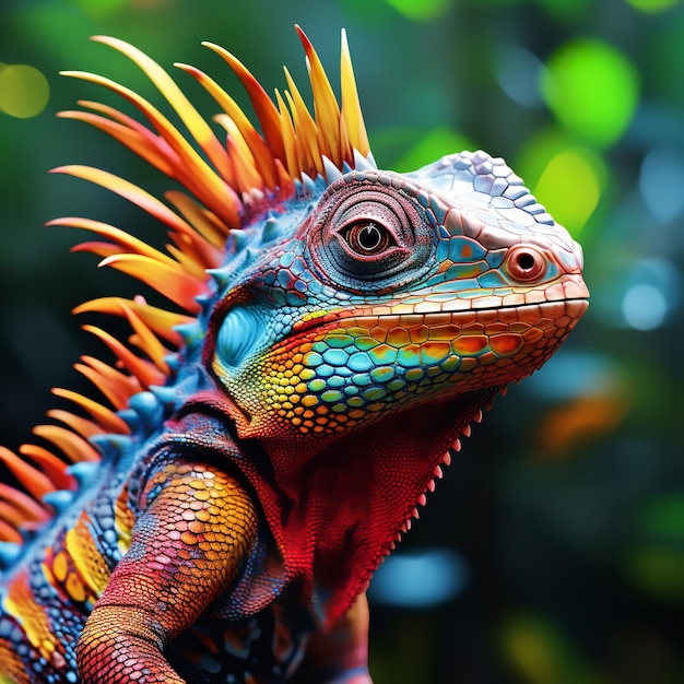 Animales lagarto en la naturaleza multicolor y de primer plano Ai generativo