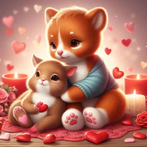 Animales lindos para el día de San Valentín