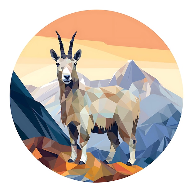 Animales Marco de Mountain Goat Kid Desarrollar un juguetón de montaña Dwelli 2D diseño creativo lindo