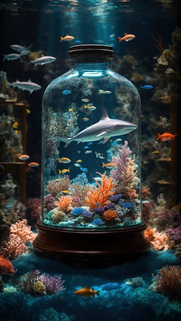 Animales marinos en una botella