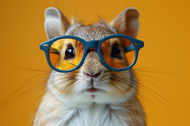 Foto animales pequeños que usan gafas de ia generativa