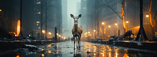 Animales vida silvestre en la ciudad urbana IA generativa