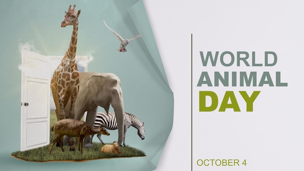 Los animales en la vida silvestre concepto del Día Mundial de los Animales