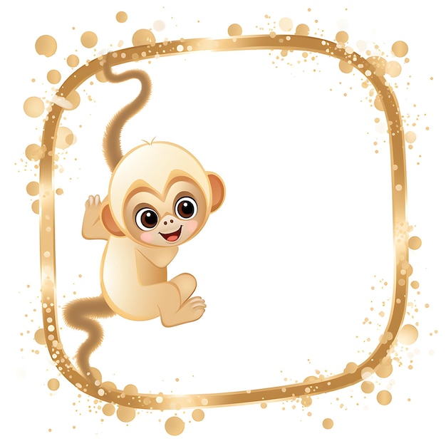 Animals Frame of Baby Gibbon Cree un marco inspirado en el diseño creativo lindo de Sweet Sw 2D