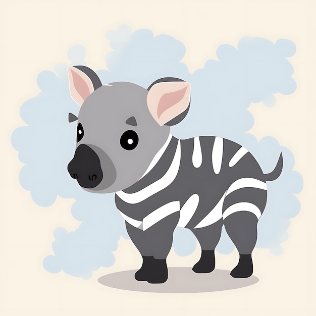 Animals Frame of Baby Tapir Playful Striped Baby Tapir Capturando o design criativo bonito em 2D